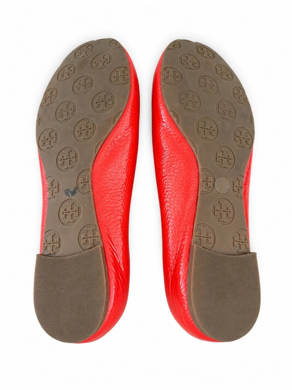 Tory Burch Reva  Red Leather Logo Ballet Flats - Picture 3 of 4